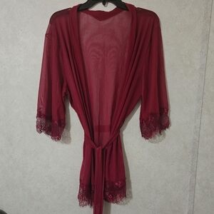 SHEER DEEP RED LACEY LINGERIE